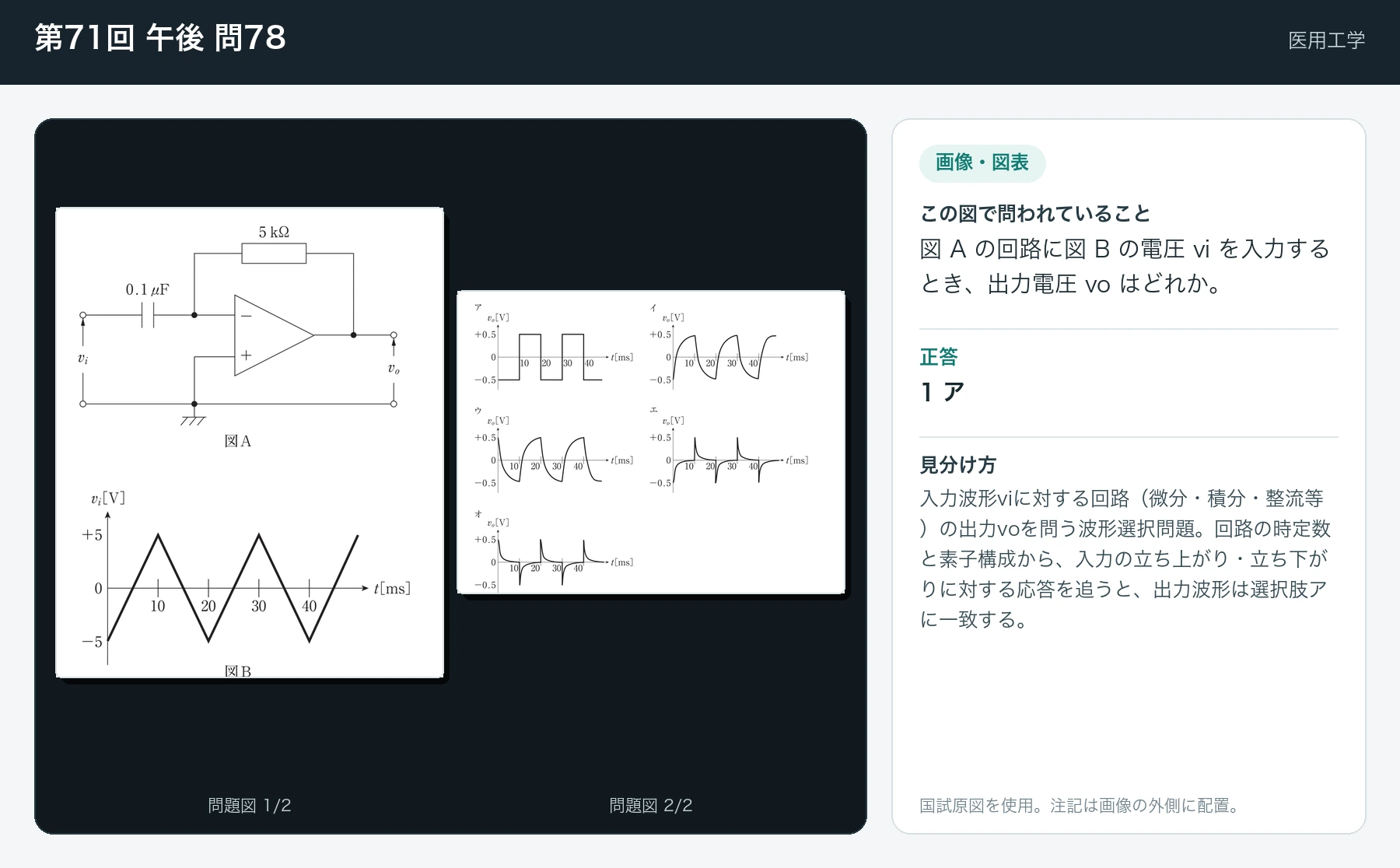 第71回 午後 問78の画像と見分け方